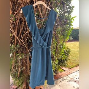 Soft blue wrap dress